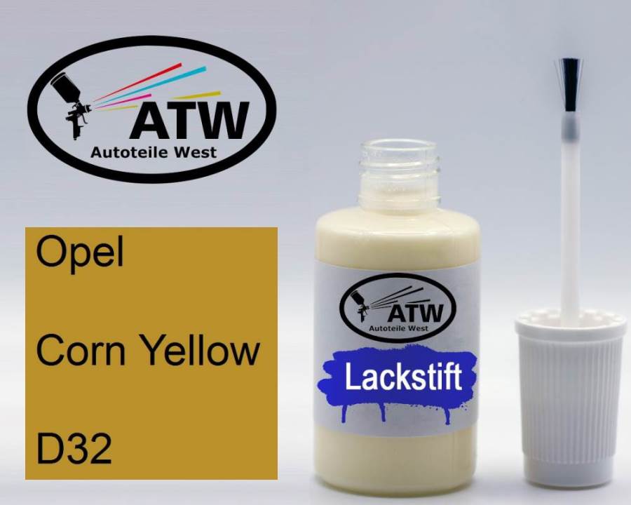 Opel, Corn Yellow, D32: 20ml Lackstift, von ATW Autoteile West.